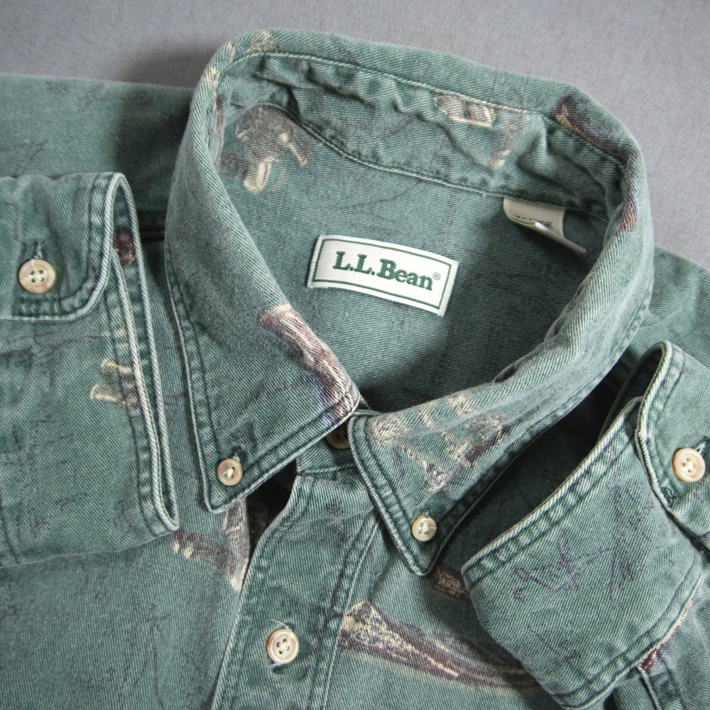 VTG USA L.L. Bean Canoe Fishing Men Shirt XL Tall Outdoor Camping Coastal Cabin